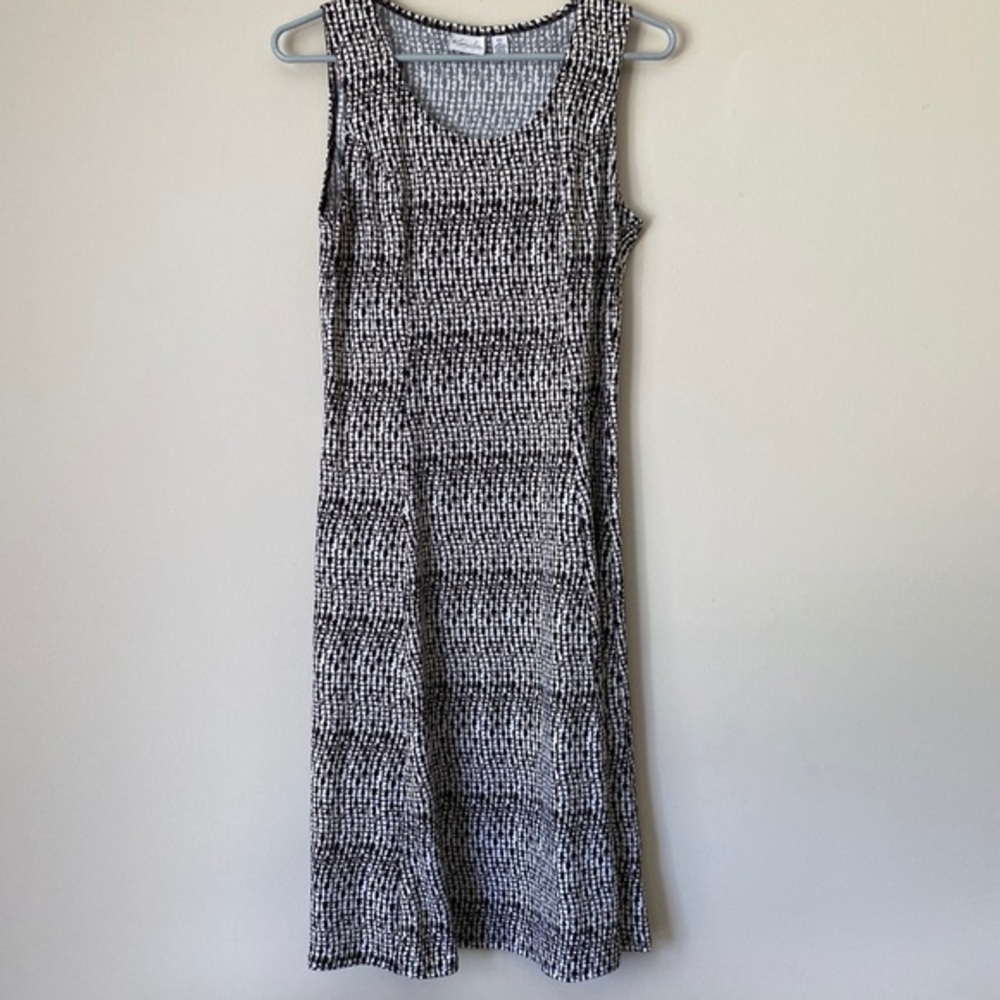 Kim Rogers Abstract Print Black and White Stretchy Maxi Dress Size Petite Small